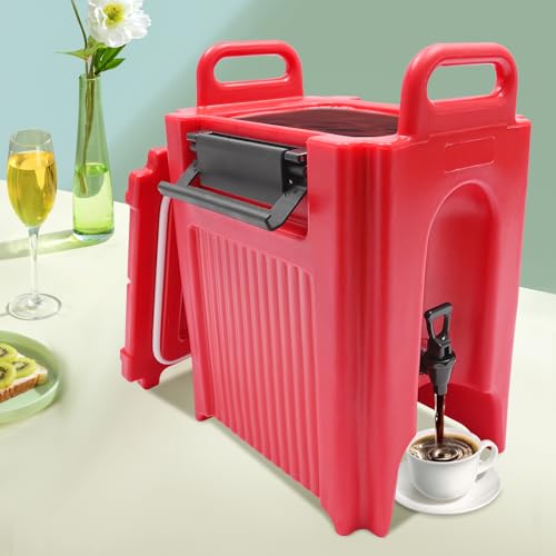 Insulated Beverage Dispenser, 20L/ 5.28 Gallon Red Hot and Cold Drink Container Thermal Drink Dispenser Cooler Server with...