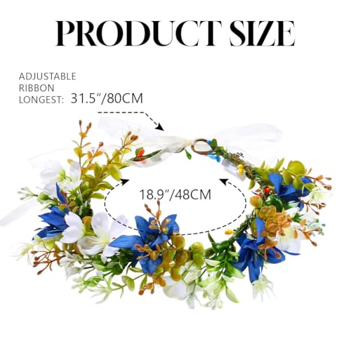 DRESBE Light Up Flower Crown Headbands LED Party Floral Hair Accessories for Women
