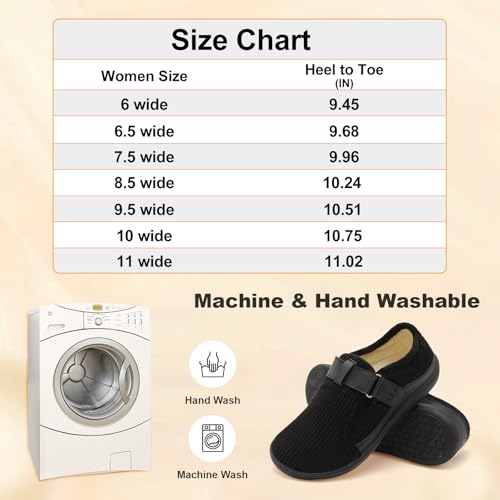 Spesoul Wide Womens Slippers Adjustable House Shoes Indoor Outdoor Barefoot Slippers Cozy Walking Shoe Swollen Edema Diabe...