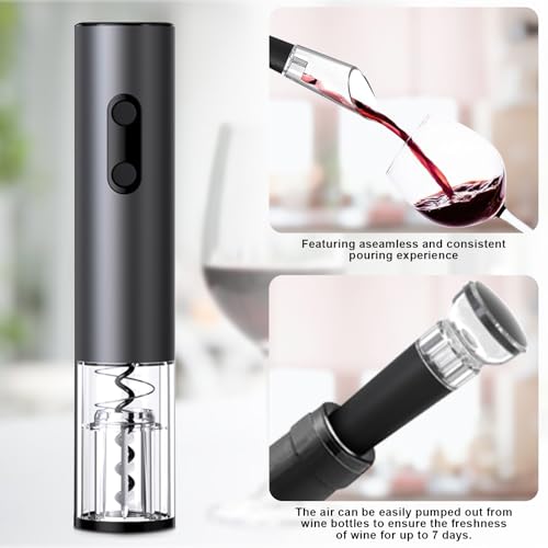 COKUNST Electric Wine Opener, 4-in-1 Wine Bottle Opener Set with Base, Cordless Automatic Battery Operated Corkscrew with ...