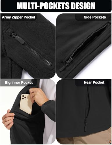 CRYSULLY Men's Military Tactical Sport Warm Fleece Hooded Outdoor Adventure Jacket Coats