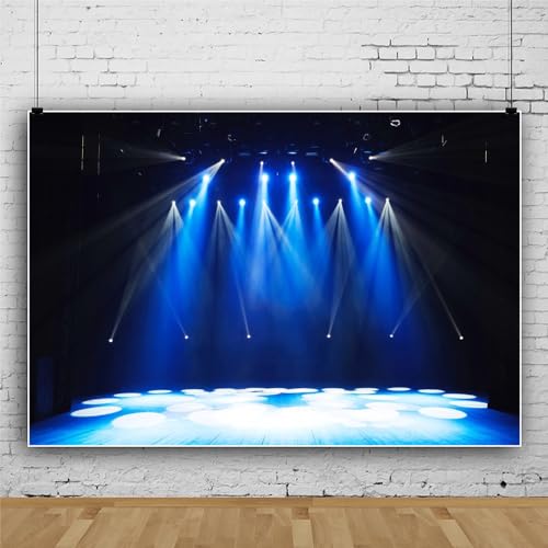 Leowefowa 5x3ft Vinyl Stage Concert Backdrop Spotlight Lights Night Club Photo Background Let's Glow Crazy Theme Party Dec...