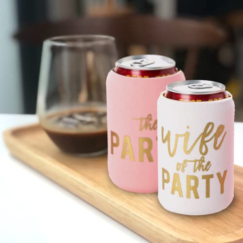 Wife of the Party and The Party Bachelorette Can Coolers - Set of 12, Perfect for Decorations and Bridesmaid Gifts (Dusty ...