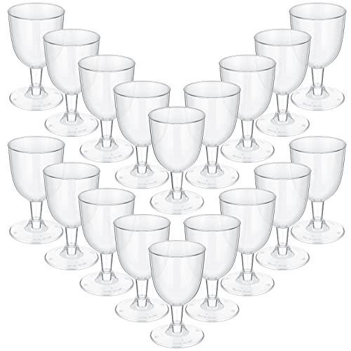 Didaey 48 Pcs Disposable Plastic Wine Glasses 6 oz Party Wine Cups Hard Plastic Drinking Glasses with Stem Stackable Stemm...