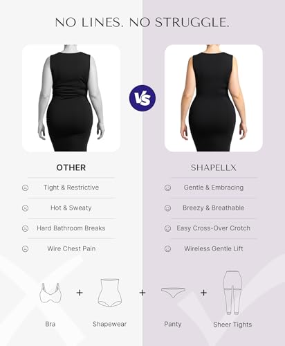 SHAPELLX Full Body Shapewear for Women Tummy Control Sheer Footless Pantyhose Compression Tights Body Shaper Bodysuit