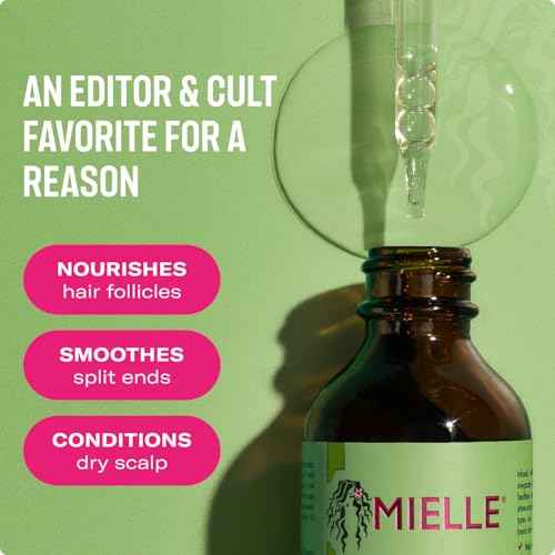 Mielle Organics Rosemary & Mint Hair Oil, Split Ends & Dry Scalp Treatment - Made with Biotin & Essential Oils for Strengthening, Soothing, Moisturizing & Encouraging Longer, Healthier Hair (2 Fl Oz)