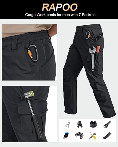 Mens Cargo Pants Ripstop Water Resistant Breathable Tactical Hiking Pants with 7 Pockets