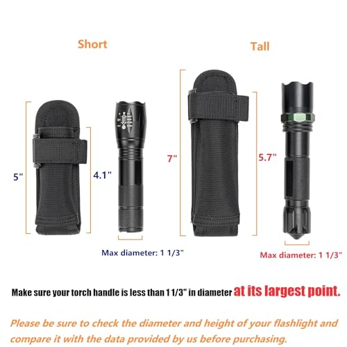 TACNEX Open Top Flashlight Holder Nylon Pouch Duty Belt MOLLE Torch Holster Tactical Light Carry Case Tool Carrier Gear Sh...
