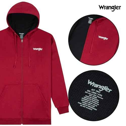Wrangler Hoodies for Men Big and Tall - Thermal Lined Zip Up Sweatshirt