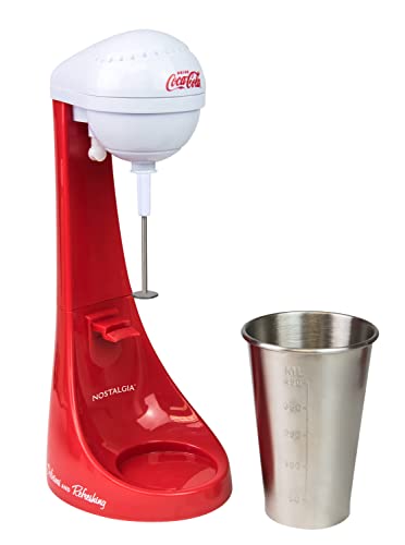 Nostalgia Two-Speed Electric Coca-Cola Limited Edition Milkshake Maker and Drink Mixer, Includes 16-Ounce Stainless Steel ...