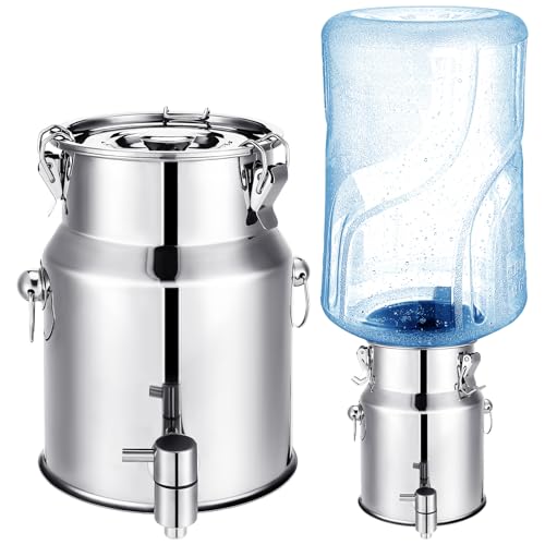 Tioncy Stainless Steel Water Dispenser 1.3 gallon Countertop Drink Dispenser with Spigot and Airtight Lid for Up To 5 Gall...