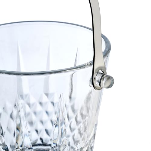 Glass Ice Bucket with Handle and Stainless Steel Tongs - Glass Ice Buckets for Party,Wine, Beer, Champagne, Cocktail Bar, ...