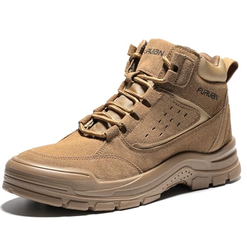 Furuian Steel Toe Boots for Men Women Comfortable Lightweight Work Boots for Men Slip Resistant High Top Steel Toe Safety ...