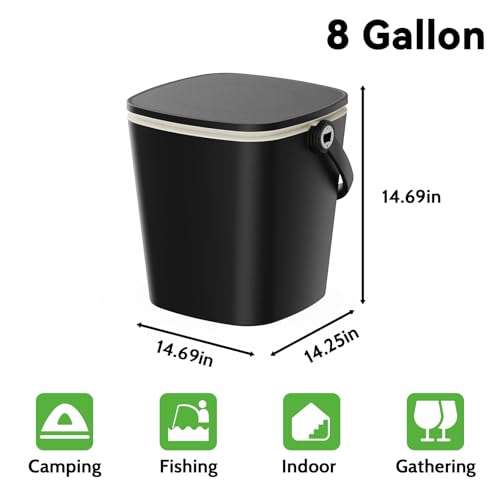 EasyUp Camping Cooler, Weatherproof & Insulated Cooler Side Table with Lift Top Lid, Resin Bar Table with Convenient Handl...