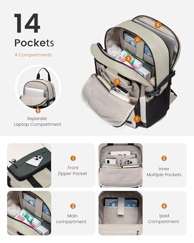 LOVEVOOK Laptop Backpack for Women, 15.6 Inch Computer Backpack Purse, Casual Daypack Carry-On Personal Item Travel Bag, C...