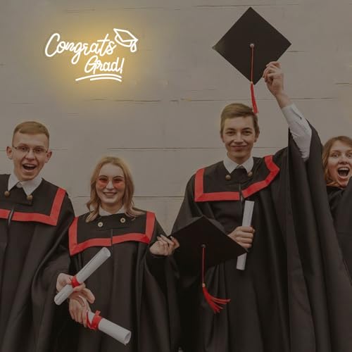 Congrats Grad Neon Sign, LED Neon Light for Graduation Party Decoration, Congrats Grad Sign, Congrats Led Sign for Class o...