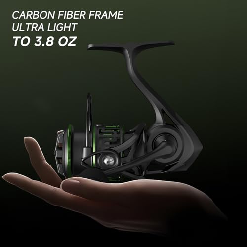 TEBEN LS Lightweight Spinning Reel 500-1000 Series, 3.8oz Ultralight Carbon Fiber Frame, 5+1 BB, 5.2:1 Gear Ratio, 6.6LBs ...
