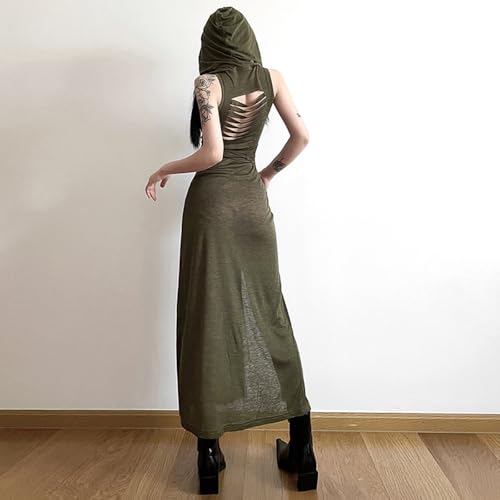 SINROYEE Women High Slit Long Dress Sexy Sleeveless Cocktail Dress Sexy Cutout Bodycon Party Club Cami Dresses