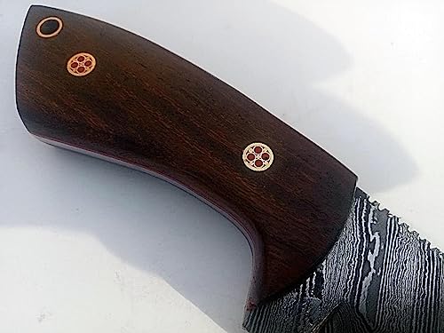 Handmade Damascus Steel Skinner Knife – Premium Survival Knife for Camping & Hiking with Beautiful Handcrafted Leather She...