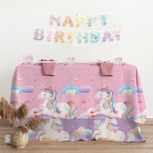 birthday Party Supplies Kit for 24 Guests - for Unicorn Birthday Decorations, Includes Dinner & Dessert Plates, Napkins, C...