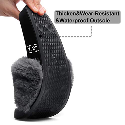 Spesoul Womens Fuzzy Slides Open Toe Furry Slide Slippers Indoor Outdoor Slides Sandals Casual Flat Fluffy House Slippers