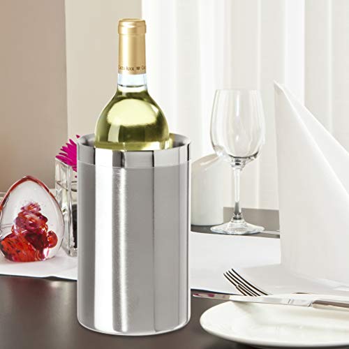 OGGI Stainless Steel Double Wall Wine Cooler - Insulated Tabletop Wine Chiller for White Wine & Champagne, Fits Most Stand...