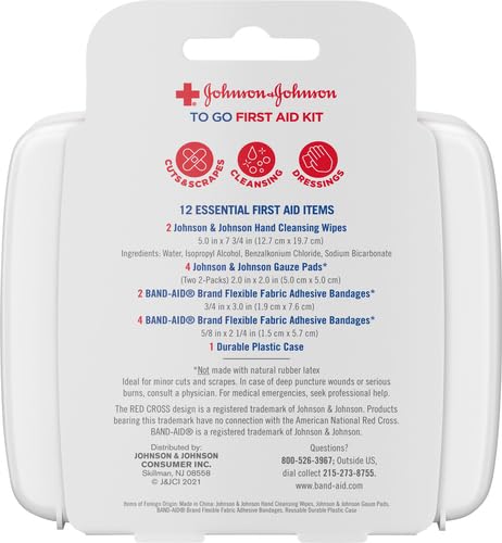 Johnson & Johnson First Aid to Go Kit (Set of 12 Piece) (Pack of 3)