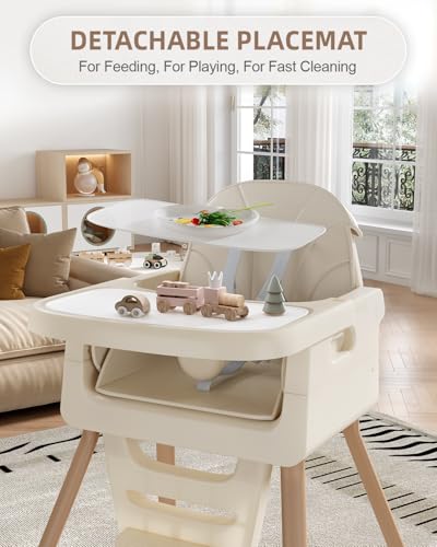 EverKiddo Baby High Chair for 6 Months+, Foldable High Chairs for Babies and Toddlers, Convertible Toddler Chair, Adjustab...