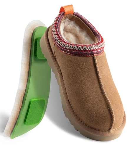 MelSyd Womens Slippers Sheepskin Indoor-Outdoor: 100% Australian Merino Wool Lined with Memory Foam Cozy House Shoes - Sli...