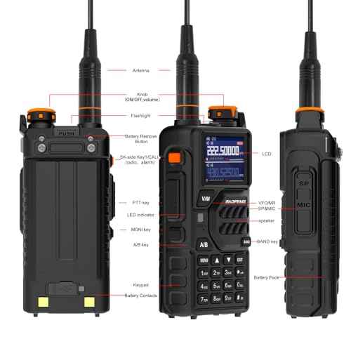 BAOFENG K5PLUS Radio, 10W Tri Band Ham Radio Handheld Long Range Rechargeable Walkie Talkie for Adult, NOAA Weather Receiver Outdoor (4 Pack with USB-C Charger, Headset)
