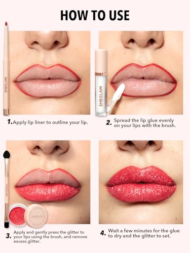 SHEGLAM Lip Dazzler Glitter Kit Long-Lasting Glitter Lip Gloss Sexy Super Stay Non-Sticky Shiny Liquid Kit Lipstick Y2K-Re...