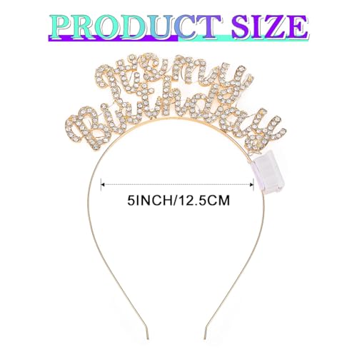 DRESBE Light Up Birthday Headband LED Rhinestone Headbands Glow Its My Birthday Hair Accessories for Women (Gold)