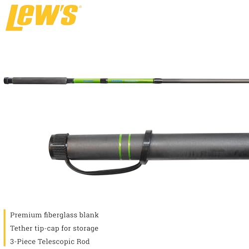 Lew's Crappie Thunder Telescopic Fishing Rod, Light Power, Fast Action, Premium Fiberglass Blank, EVA Foam Handle, Crappie...