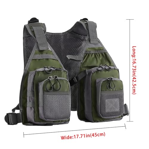FLYDWV Breathable Fishing Vest for Men Women, Multi-Pocket Adjustable Outdoor Fly Fishing Vest for Trout Fishing and Angling