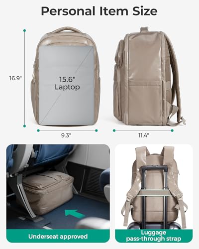 BAGSMART 30L Travel Backpack, 15.6 Inch Carry On Backpack Flight Approved, Personal Item Travel Bag, Water Resistant Weeke...