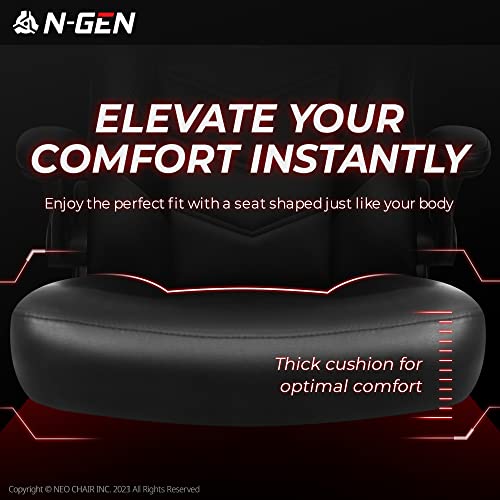 N-GEN Video Gaming Chair Ergonomic Computer Desk Office Chair with Lumbar Support Adjustable Height Swivel Wheels Flip-Up ...