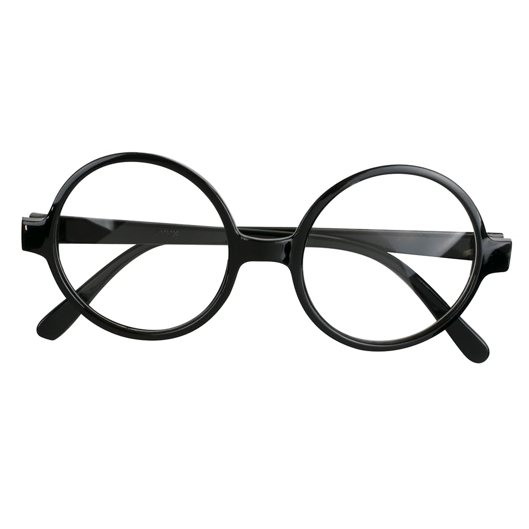 Kangaroo Round Wizard Glasses – Round Harry Potter Glasses for Kids – Black-Rimmed Round Glasses – Nerd Glasses for kids Halloween Party - Wizard Costume Plastic Glasses for Adults, Men and Women