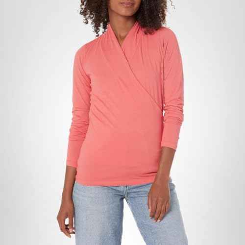 Velvet by Graham & Spencer Women's Meri Gauzy Whisper Classics Wrap Front Fitted Top, Garnet, Small