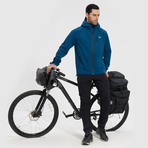 baleaf Men's Rain Jacket Waterproof Windbreaker Raincoat Running Cycling Hiking Gear Hood Lightweight Reflective Packable