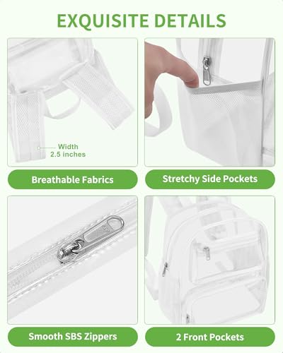 MAY TREE Small Clear Backpack Stadium Approved for Women and Men Clear Bag for Stadium Events Concert Sporting Festival, W...