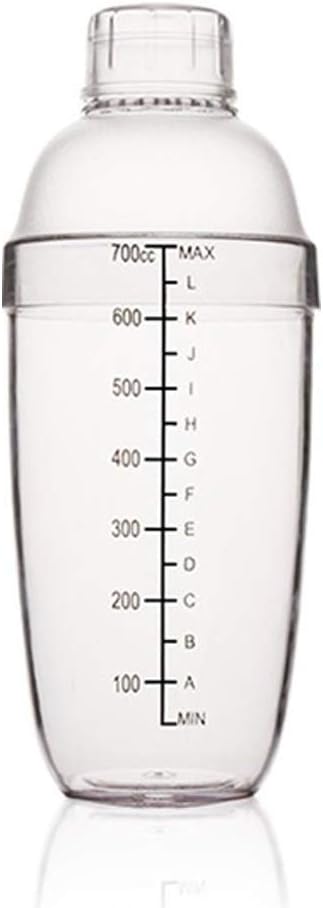 FEOOWV Plastic Cocktail Shaker, Hand Drink Mixer Boba Tea Shaker Cup with Scales,Bar Tool Transparent (24 oz / 700cc)