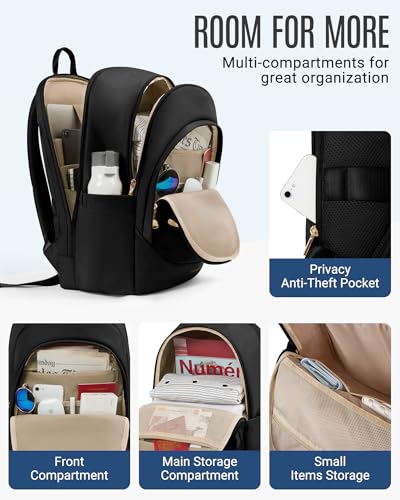 LIGHT FLIGHT Travel Backpack for Women, 15.6 Inch Laptop Backpack with USB Charging Hole, Water Resistant College Bookbag,...