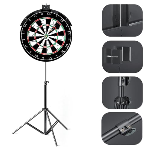 Dartboard Stand, Folding Stainless Steel Dartboard Holder with Freestanding Tripod, Heavy Duty Portable Travel Tripod Boar...