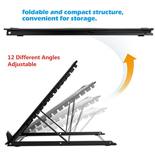 IMAGE Laptop Stand,Large Version Foldable Portable Ventilated Desktop Laptop Stand Holder, Adjustable 12 Angle Points Stan...