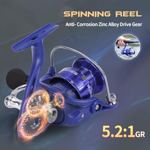 Sougayilang Spinning&Spincast Fishing Rod Reel Combo, 2 Pieces Medium Pole with Strong Smooth Fishing Reel for Freshwater