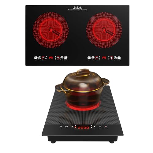 VBGK Single and Double Electric Cooktop, 110V Electric Stove Top with 9 Power Levels, Kids Lock & Timer,LED Touch Control,...
