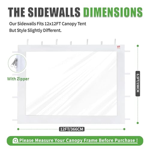 Clear Canopy Sidewalls for 12x12 Pop Up Tent,3 Pack Sunwalls Only,(White)