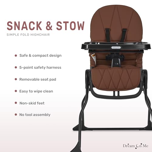 Dream On Me Snack and Stow Highchair | Adjustable Feeding Chair with Removable Tray, Lightweight, Foldable Design, Easy to...