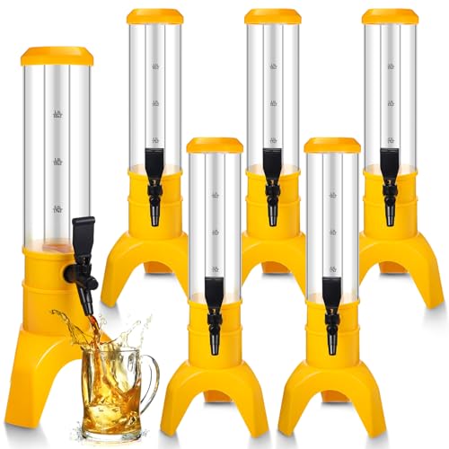 Domensi 6 Pcs Drink Tower Dispenser Mimosa Tower with Ice Tube and Bottomless Mimosa Lunch Beer Beverage Drink Tabletop Li...