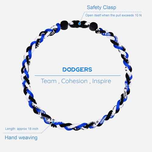 Baseball Rope Necklaces, League Team Colors Braided Necklace, Baseball Team Gifts